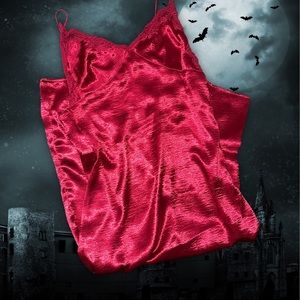 Red satin slip dress Urban Outfitters